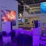 Riyadh Air stand at World Travel Market 2025 with branded hospitality setup.