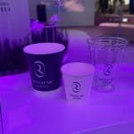 Recyclable Riyadh Air branded coffee cups designed and produced by Events Lab Agency.