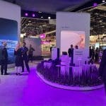 Riyadh Air stand at World Travel Market 2025 with branded hospitality setup.