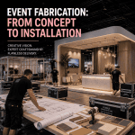 Event fabrication team building a bespoke exhibition stand from concept to installation