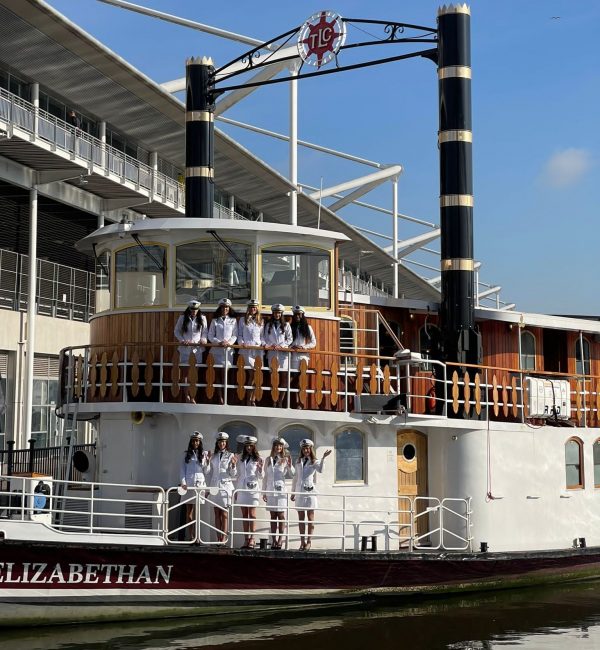 Historic Elizabethan boat transformed into a FashionTV event venue during ICE Totally Gaming 2023.